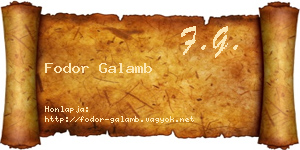 Fodor Galamb névjegykártya